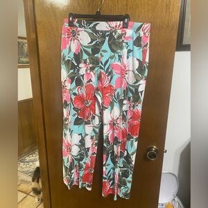 Denim&Co Floral Boot Cut Pants - Red, Pink, Blue, Green, and White